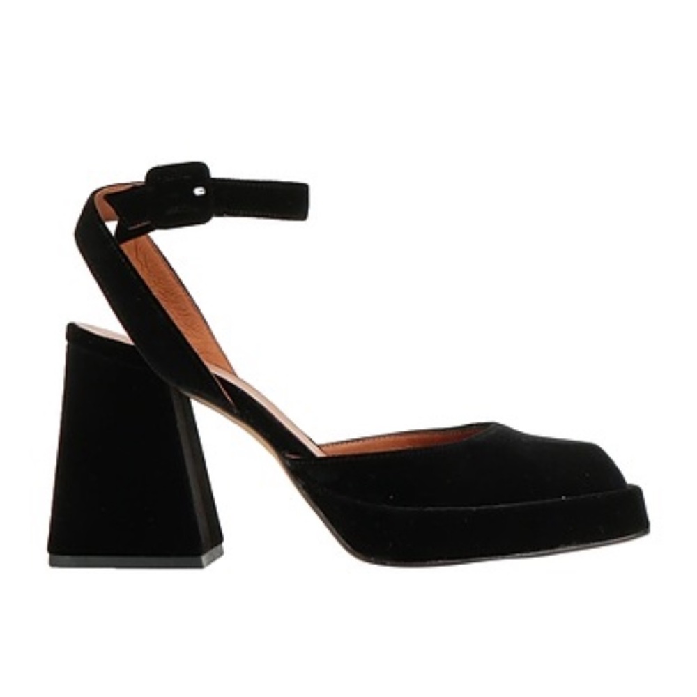 Black Velvet Women's Block Heel Shoes